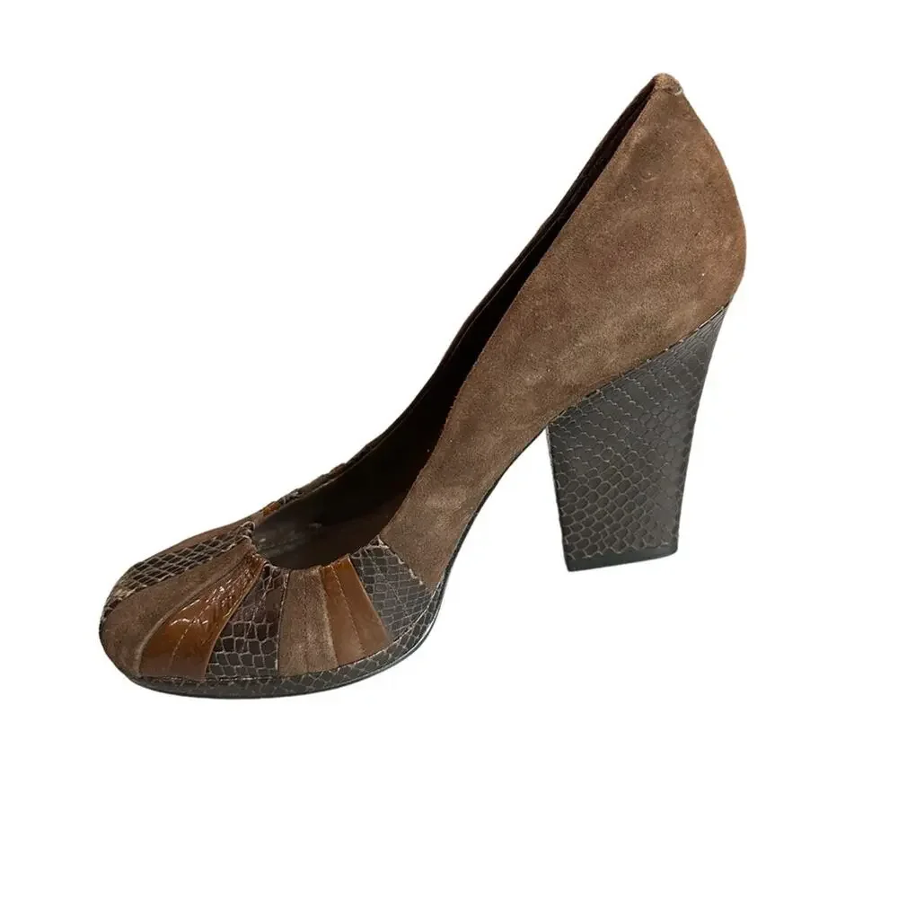 ENZO Angiolini Saniko brown eel suede patent‎ leather size 7M - Picture 13 of 16